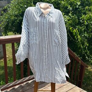 Vermont County Store Size 3xWhite and Blue Button Down Shirt w/Collar-NWOTs